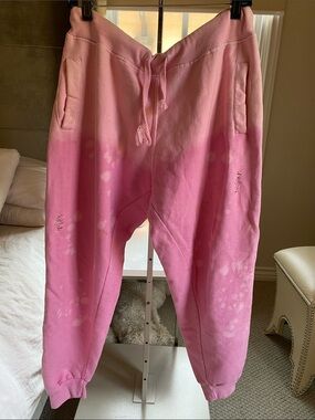 La Detresse Womens Pink Tie-Dye Jogger Sweatpants